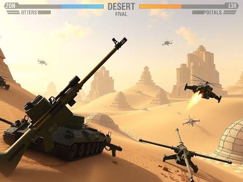 Desert Blaze Fighters gameplay screenshot showing desert combat